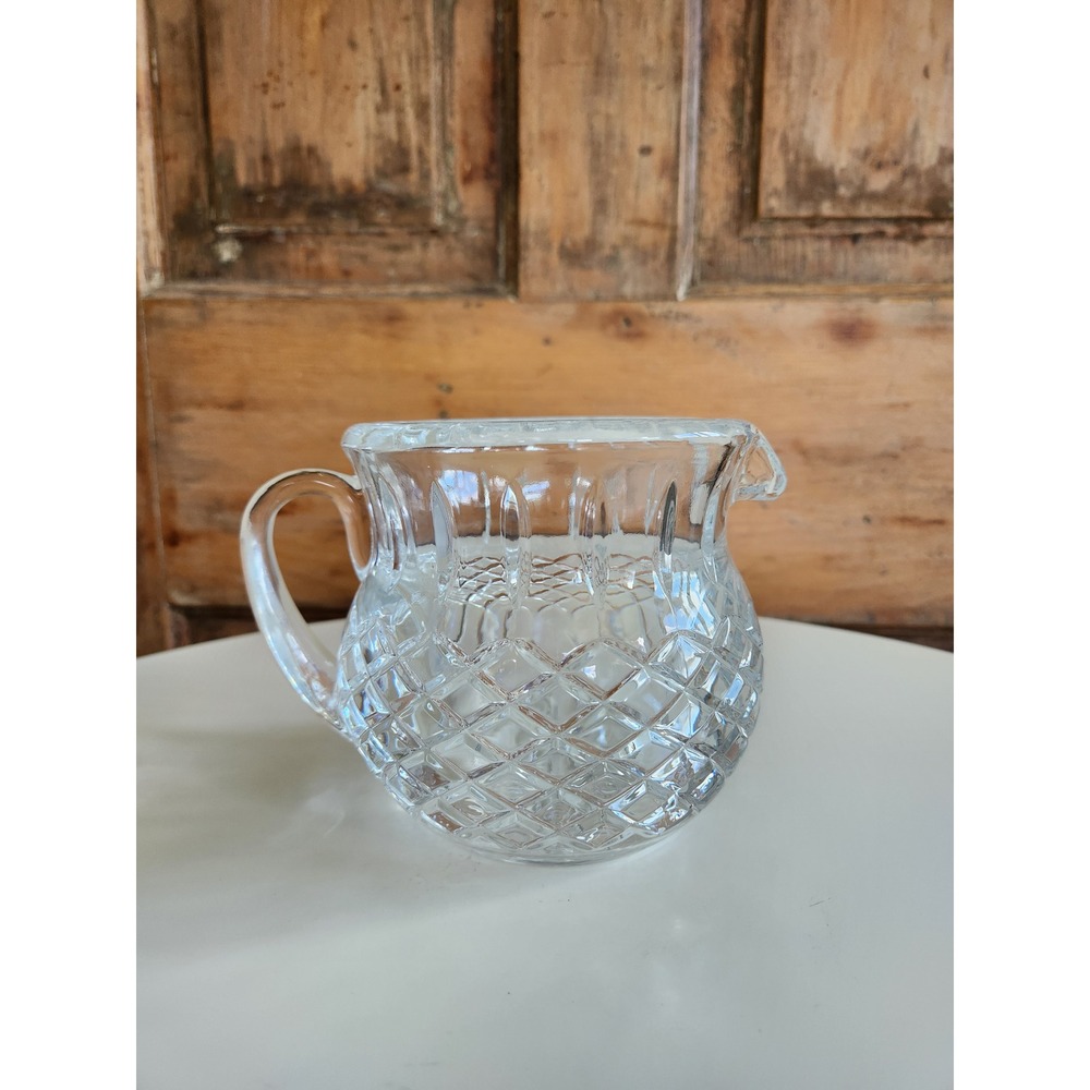 Vintage Beautiful Diamond Cut Crystal FTD Water/Juice Pitcher 4.5" h